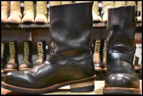 【10D 良品 10年】レッドウィング 2268 エンジニア 黒 ブラッククローム スチールトゥ プルオン ブーツ redwing HOPESMORE