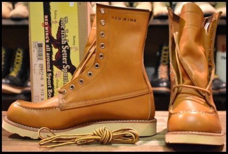 【8.5D 箱付 未使用 12年】レッドウィング 9877 ゴールドラセット ロング アイリッシュセッター モックトゥ ブーツ redwing HOPESMORE