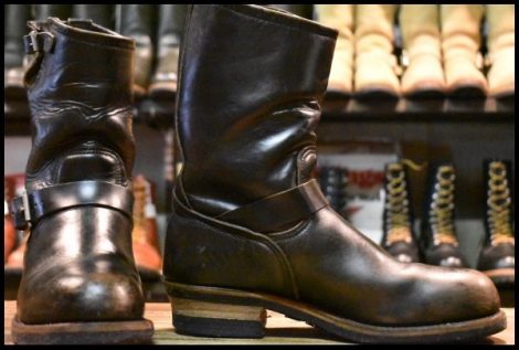 【8.5D 良品 PT91プリント 94年5月刻印】レッドウィング 2268 エンジニア ブーツ 黒 ブラック クローム スチールトゥ redwing HOPESMORE