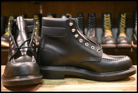 【8.5E 箱付 未使用 23年】レッドウィング 8133 スーパーソール 黒 ブラック クローム モックトゥ 編み上げ ブーツ redwing HOPESMORE