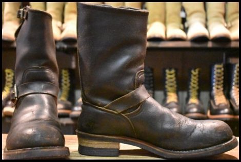 【9.5D 中古 PT91プリント 96年】レッドウィング 2268 エンジニア ブラッククローム スチールトゥ プルオン ブーツ redwing HOPESMORE