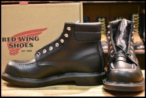 【8.5E 箱付 未使用 23年】レッドウィング 8133 スーパーソール 黒 ブラック クローム モックトゥ 編み上げ ブーツ redwing HOPESMORE