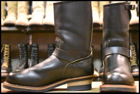 【8D 美品 PT91刺繍 98年】レッドウィング 8270 ナイフポケット エンジニア ブラック 黒 スチールトゥ プルオン ブーツ redwing HOPESMORE