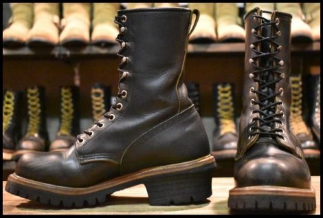 【6.5E 良品 羽タグ】レッドウィング 699 ロガー 黒 ブラッククローム ロング スチール無し 編み上げ 2218 ブーツ redwing HOPESMORE