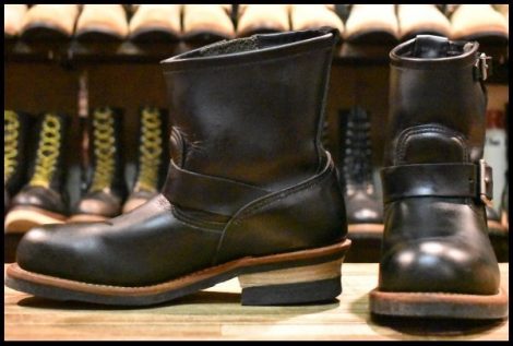 【7.5D 美品 14年】レッドウィング 2976 ショート エンジニア 黒 ブラッククローム スチールトゥ ブーツ redwing HOPESMORE