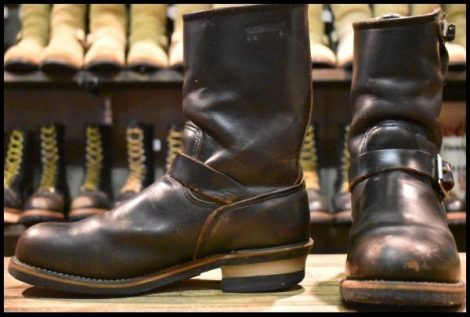 【9D 中古 PT91プリント 94年2月刻印】レッドウィング 2268 エンジニア ブラッククローム スチールトゥ プルオン ブーツ redwing HOPESMORE