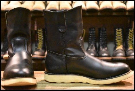 【9E 箱付 良品 羽タグ 98年】レッドウィング 8169 ペコス 黒 ブラッククローム プルオン ブーツ redwing pecos HOPESMORE
