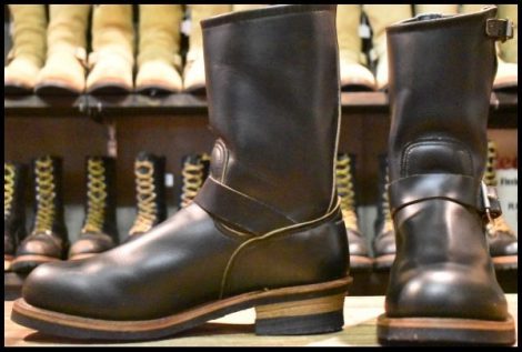 【9D 美品 PT91刺繍 98年】レッドウィング 2268 エンジニア 黒 ブラッククローム スチールトゥ プルオン ブーツ redwing HOPESMORE