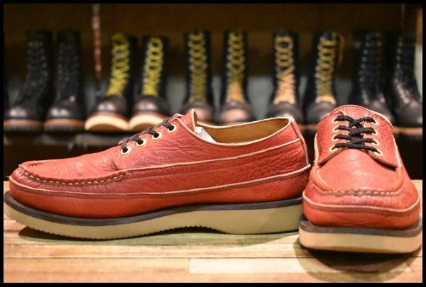 【7.5E 良品】RUSSELL MOCCASIN ラッセルモカシン フィッシングオックスフォード レッドシボ革 ダブルモカシン ブーツ HOPESMORE