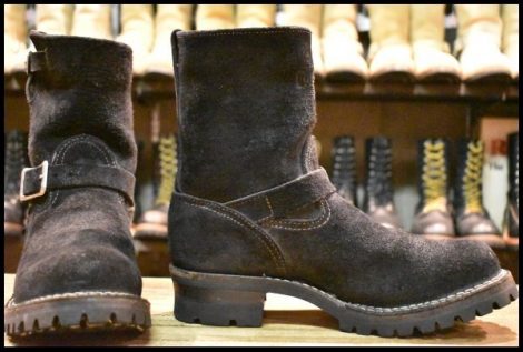 【9.5D 良品 11年】WESCO ウエスコ カスタムボス 黒スエード ブラックラフアウト ビブラム100 8インチ エンジニア ブーツ HOPESMORE
