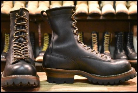 【8E 良品】WHITE’S ホワイツ スモークジャンパーLTT ブラック ビブラム100シングル 編み上げ レースアップブーツ HOPESMORE