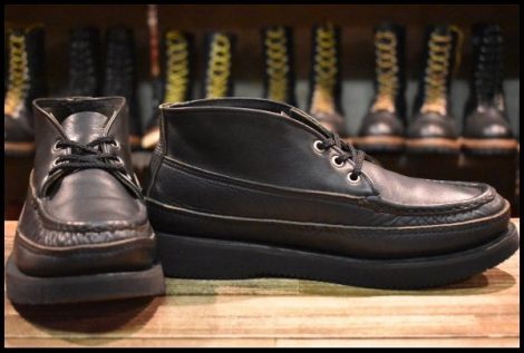 【7.5E 良品】RUSSELL MOCCASIN ラッセルモカシン スポーティングクレーチャッカ ダブルモカシン ブラック 黒 短靴 ブーツ HOPESMORE