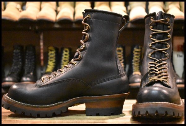 【8E 良品】WHITE’S ホワイツ スモークジャンパーLTT ブラック ビブラム100シングル 編み上げ レースアップブーツ HOPESMORE