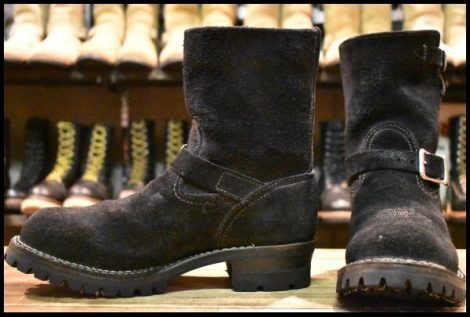 【9.5D 良品 11年】WESCO ウエスコ カスタムボス 黒スエード ブラックラフアウト ビブラム100 8インチ エンジニア ブーツ HOPESMORE