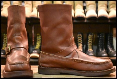 【8.5EE 良品 白タグ】RUSSELL MOCCASIN ラッセルモカシン ゼファーブーツ ブラウン 茶 ビブラム バックジップ ブーツ HOPESMORE