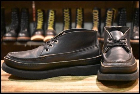 【7.5E 良品】RUSSELL MOCCASIN ラッセルモカシン スポーティングクレーチャッカ ダブルモカシン ブラック 黒 短靴 ブーツ HOPESMORE