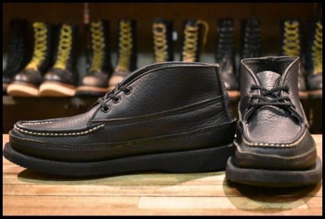 【8.5E 美品】RUSSELL MOCCASIN ラッセルモカシン スポーティングクレーチャッカ ダブルモカシン ブラック 黒 短靴 ブーツ HOPESMORE