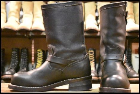 【8E 美品 白タグ】Chippewa チペワ エンジニア 27863 黒 ブラック スチールトゥ 11インチハイト ブーツ 2268 HOPESMORE