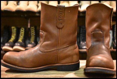 【8.5EEE 良品 10年】レッドウィング 966 ペコス 茶 ブラウン スチールトゥ プルオン ブーツ redwing HOPESMORE