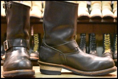 【8D 中古 07年】レッドウィング 2268 エンジニア ブラッククローム 黒 スチールトゥ プルオン ブーツ redwing HOPESMORE