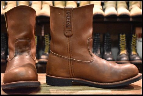 【8.5EEE 良品 10年】レッドウィング 966 ペコス 茶 ブラウン スチールトゥ プルオン ブーツ redwing HOPESMORE