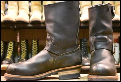 【8D 良品 PT99プリント 旧シルエット 03年】レッドウィング 2268 エンジニア 黒 ブラック スチールトゥ ブーツ redwing HOPESMORE