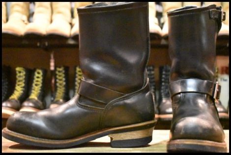 【8D 中古 07年】レッドウィング 2268 エンジニア ブラッククローム 黒 スチールトゥ プルオン ブーツ redwing HOPESMORE