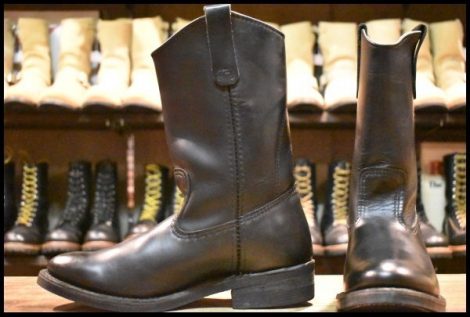 【8E 美品 07年】レッドウィング 8155 ペコス 黒 ブラッククローム プルオン ブーツ redwing pecos HOPESMORE