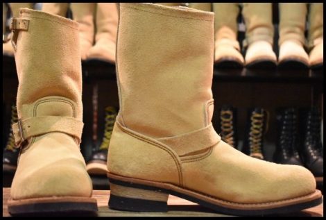 【9.5D 美品 13年】レッドウィング 8268 スエード エンジニア ラフアウト スチールトゥ ベージュ ブーツ redwing HOPESMORE