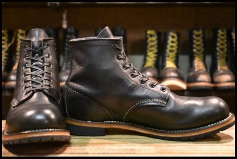 【8.5D 良品 12年】レッドウィング 9014 ベックマン 黒 ブラック フェザーストーン プレーントゥ 編み上げ ブーツ redwing HOPESMORE