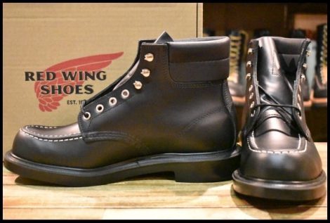 【9.5E 箱付 未使用 23年】レッドウィング 8133 スーパーソール 黒 ブラッククローム モックトゥ 編み上げ ブーツ redwing HOPESMORE