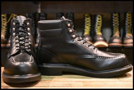 【9E 美品 19年】レッドウィング 8133 スーパーソール 黒 ブラッククローム モックトゥ 編み上げ レースアップ ブーツ redwing HOPESMORE