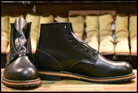 【8.5D 未使用 19年】レッドウィング 9414 ベックマン ブラック フェザーストーン プレーントゥ 編み上げ 9014 ブーツ redwing HOPESMORE