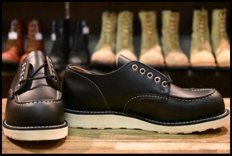 【7D 箱付 未使用 24年】レッドウィング 8090 オックスフォード 黒 ブラックプレーリー モックトゥ ローカット ブーツ redwing HOPESMORE