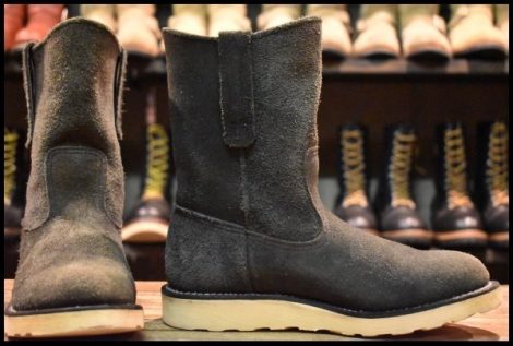【5D 良品 BEAMS別注 04年】レッドウィング 8177 黒スエード ペコス ブラック ラフアウト プルオン ブーツ redwing pecos HOPESMORE