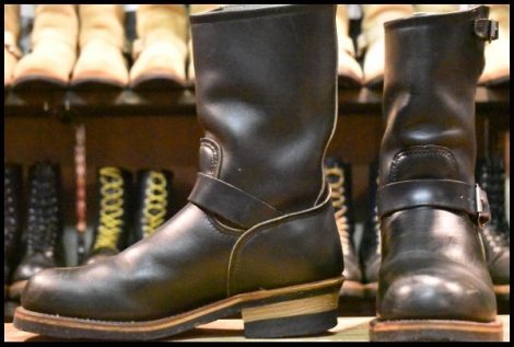 【7.5D 良品 PT91刺繍】レッドウィング 2268 エンジニア 黒 ブラッククローム スチールトゥ プルオン ブーツ redwing HOPESMORE