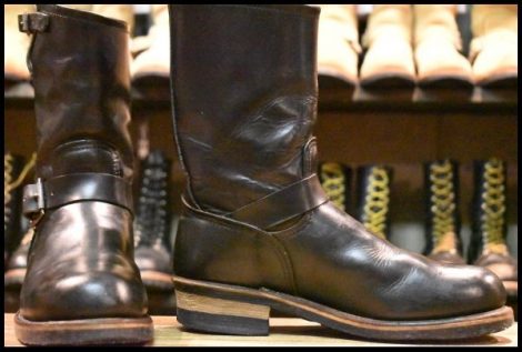 【8D 良品 PT91刺繍】レッドウィング 2268 エンジニア 黒 ブラッククローム スチールトゥ プルオン ブーツ redwing HOPESMORE
