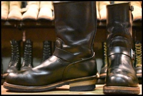 【8D 良品 PT91刺繍】レッドウィング 2268 エンジニア 黒 ブラッククローム スチールトゥ プルオン ブーツ redwing HOPESMORE