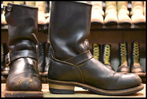 【9D 中古 PT91プリント 96年】レッドウィング 2268 エンジニア 黒 ブラック クローム スチールトゥ ブーツ redwing HOPESMORE