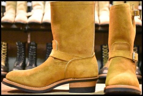 【9 未使用】 KEYSTONE キーストーン BIKER BOOTS バイカーブーツ エンジニア タン ラフアウト 茶 スエード 福禄寿 HOPESMORE