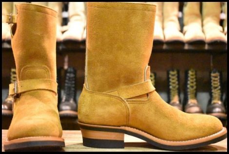 【9 未使用】 KEYSTONE キーストーン BIKER BOOTS バイカーブーツ エンジニア タン ラフアウト 茶 スエード 福禄寿 HOPESMORE