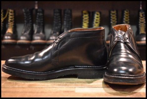 【7.5D 良品 SHIPS別注】ALDEN オールデン 1342 チャッカ ブラック シェルコードバン 黒 シューズ レースアップ ブーツ HOPESMORE