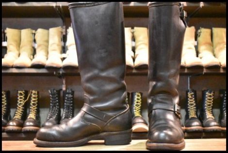 【8E 良品 ANSI75 黒タグ 70’S】Chippewa チペワ ロング エンジニア 17インチハイト ブラック 黒 ビンテージ ブーツ HOPESMORE