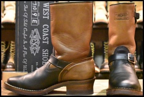 【9E 箱付 美品 15年】WESCO ウエスコ ナローボス 7710 ホースハイド エンジニア ブラック×ブラウン ツートン ブーツ BOSS HOPESMORE