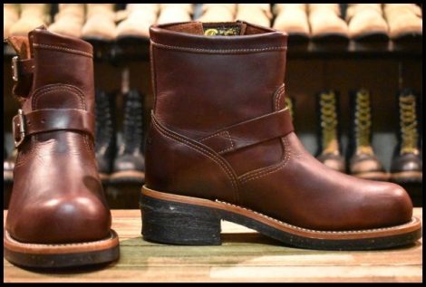 【7E 美品 黒タグ】Chippewa チペワ 1901M11 ショートエンジニア 7インチハイト コードバン スチールトゥ ビブラム700 ブーツ HOPESMORE
