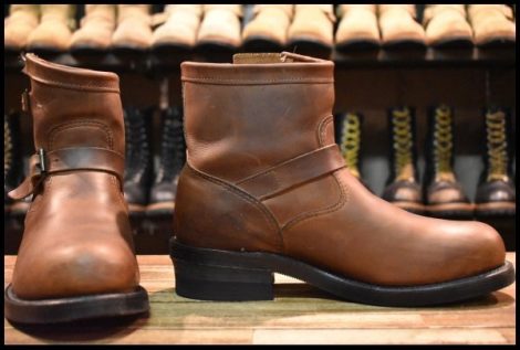【9E 良品 PT91 黒タグ 95年】Chippewa チペワ 27873 ショートエンジニア ブラウン スチールトゥ ブーツ HOPESMORE