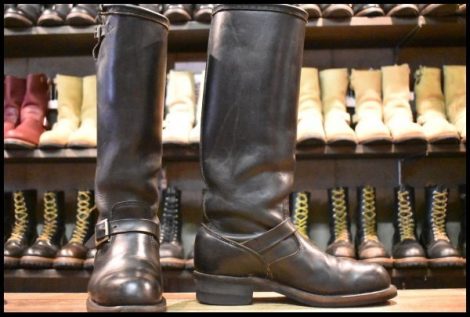 【8E 良品 ANSI75 黒タグ 70’S】Chippewa チペワ ロング エンジニア 17インチハイト ブラック 黒 ビンテージ ブーツ HOPESMORE