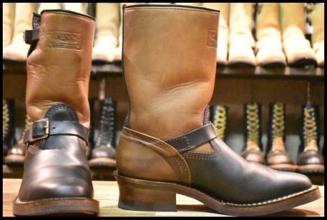 【9E 箱付 美品 15年】WESCO ウエスコ ナローボス 7710 ホースハイド エンジニア ブラック×ブラウン ツートン ブーツ BOSS HOPESMORE