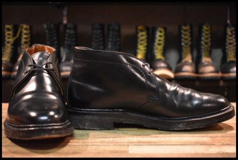 【7.5D 良品 SHIPS別注】ALDEN オールデン 1342 チャッカ ブラック シェルコードバン 黒 シューズ レースアップ ブーツ HOPESMORE