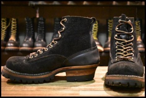 【8E 良品】WHITE’S ホワイツ スモークジャンパーLTT ブラックラフアウト×ブラック 黒 編み上げ ブーツ HOPESMORE